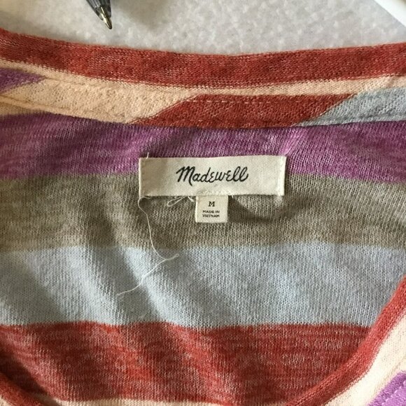 Madewell Striped tee Multicolor Short Sleeve Scoop Neck Women's Sz Medium Cotton - Picture 8 of 10
